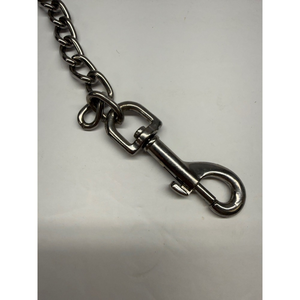 Heavy Duty Metal Chain Dog Leash Red Padded Leather Handle Swivel Bolt 41" chain - Picture 2 of 5